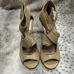 BCBG Tan Strappy Heels